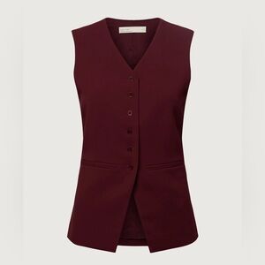 OAK + FORT Sleeveless V-Neck Vest in Wine